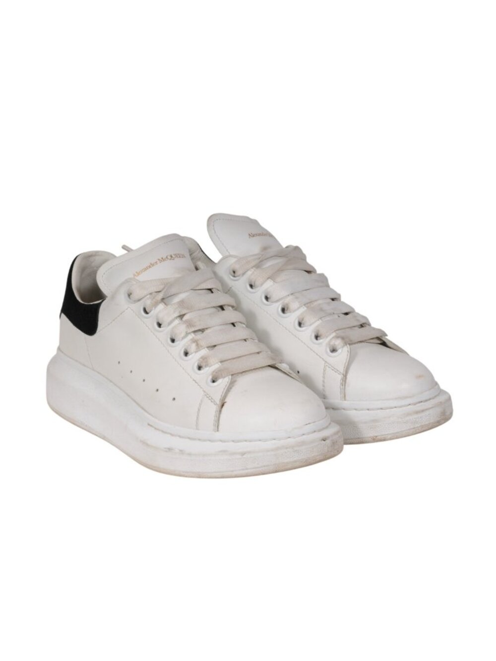 Alexander McQueen Womens Oversized Logo Sneakers 39.5 D White Leather